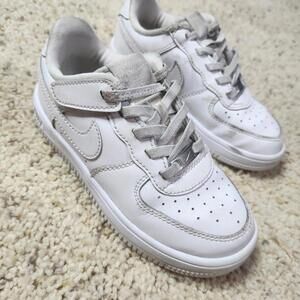 Nike Air Force 1 White Kids Leather Sneakers Size 12C